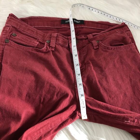 Angry Rabbit Skinny Jeans Red Denim Style ASK300 Mid Rise Size 26 Inseam 32" - Picture 8 of 10